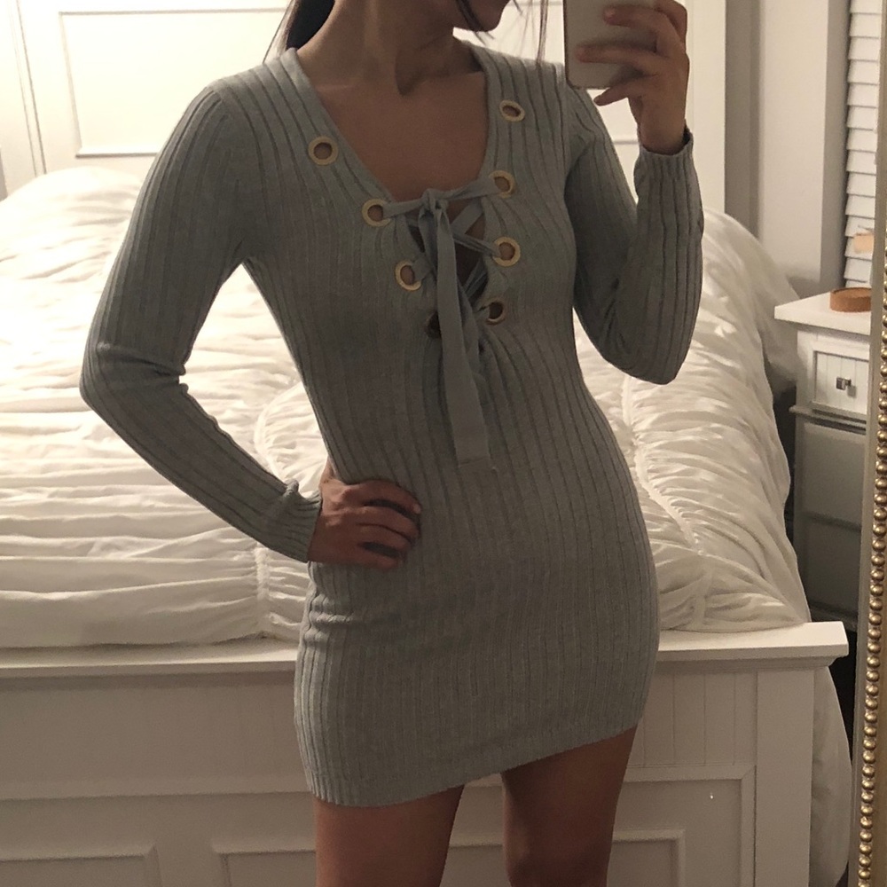 Ribbed eyelet dress